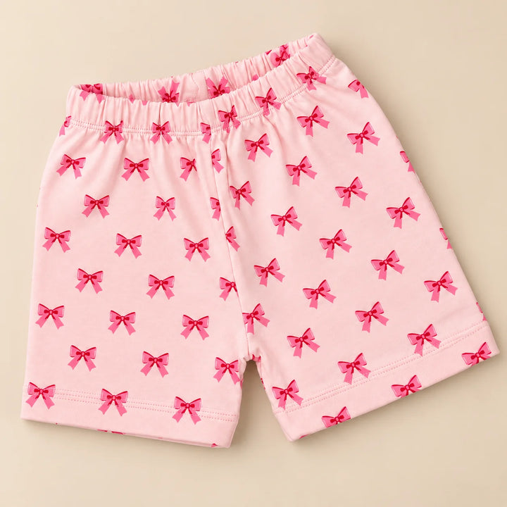Little Bow | ZB pink bow-print top and shorts baby set, alternate view 4