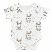 Little Bunny | ZB baby short-sleeve bodysuit with bunny print, front view