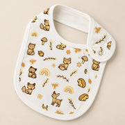 Little Pals | ZB woodland-print baby bib, angled view
