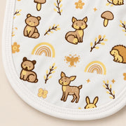 Little Pals | ZB woodland-print baby bib, woodland print detail