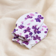 White Cute Flower Print – Preemie / NICU Mittens – View 3