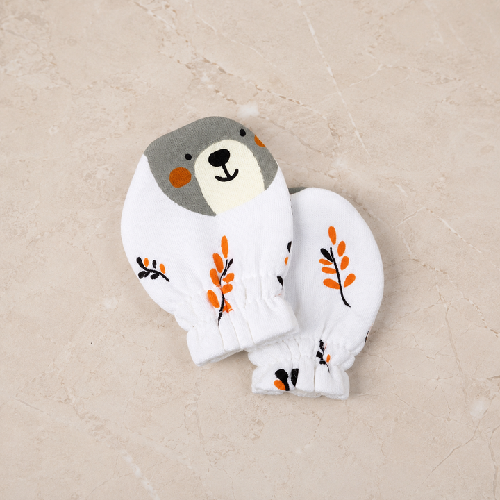 White Teddy Bear Print – Preemie / NICU Mittens – Updated Accessories View 3