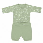 Little Dino | ZB preemie NICU 2 piece set green cotton top and shorts