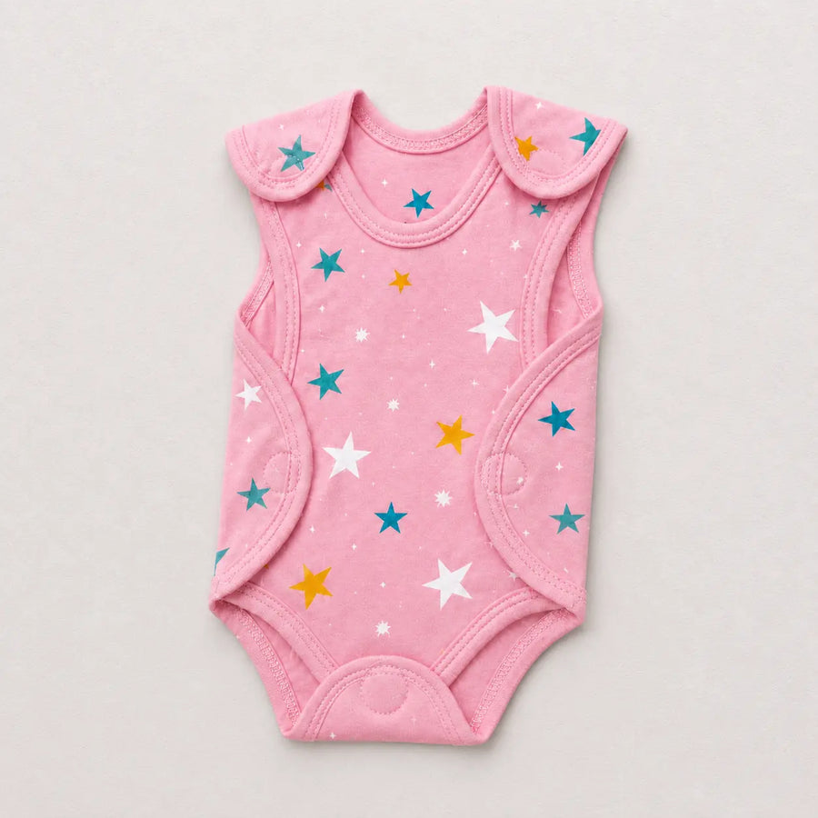 Pink Star Print – Preemie / NICU Romper – View 3