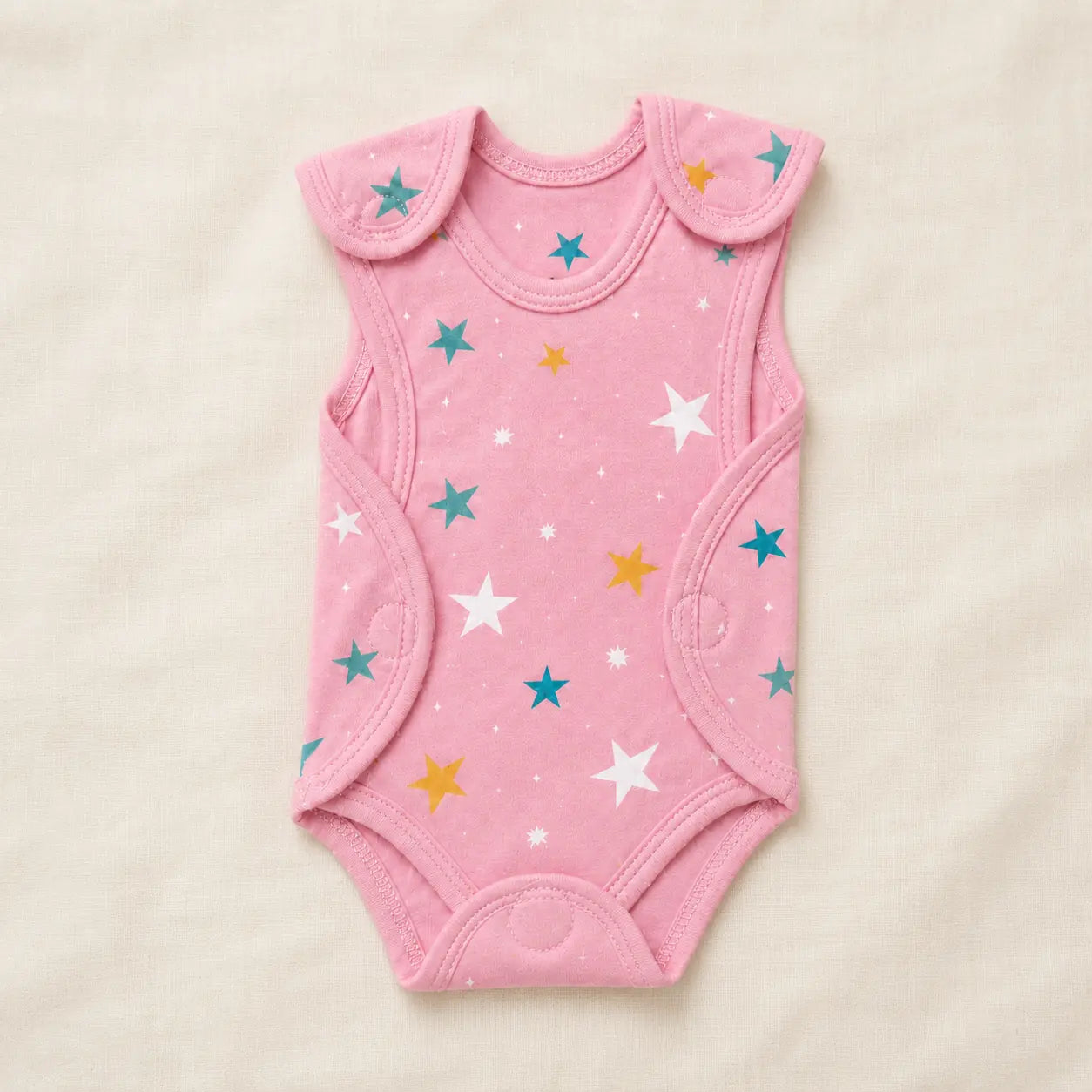 Pink Star Print – Preemie / NICU Romper – View 4