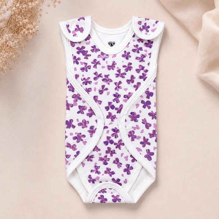 White Cute Flower Print – Preemie / NICU Romper – View 2