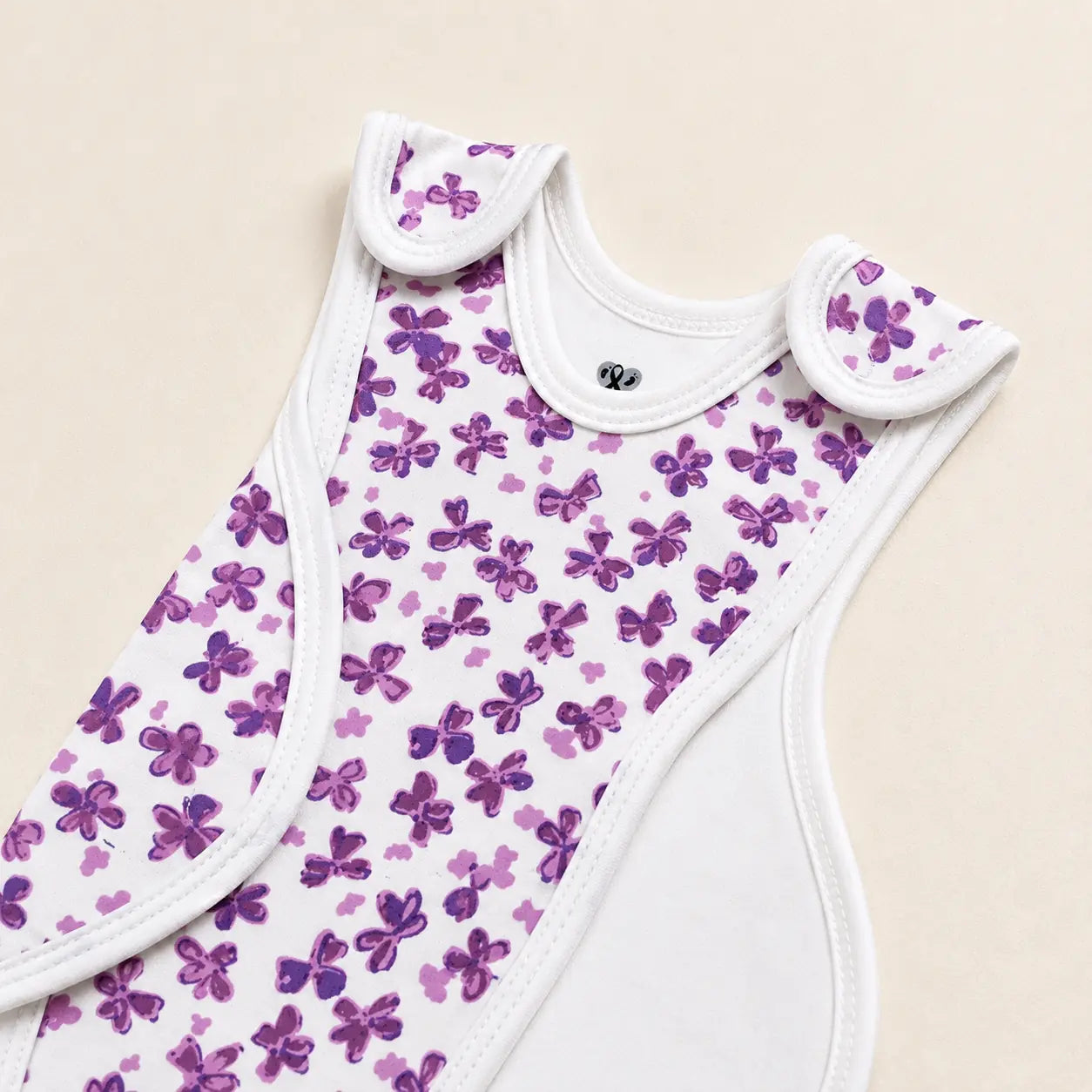White Cute Flower Print – Preemie / NICU Romper – View 3