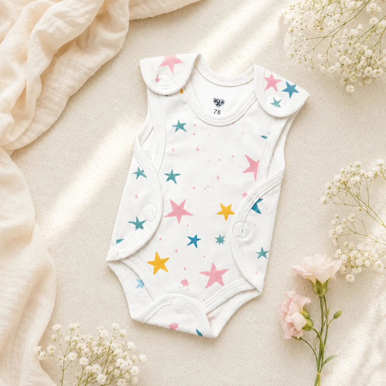 White Star Print – Preemie / NICU Romper – View 4