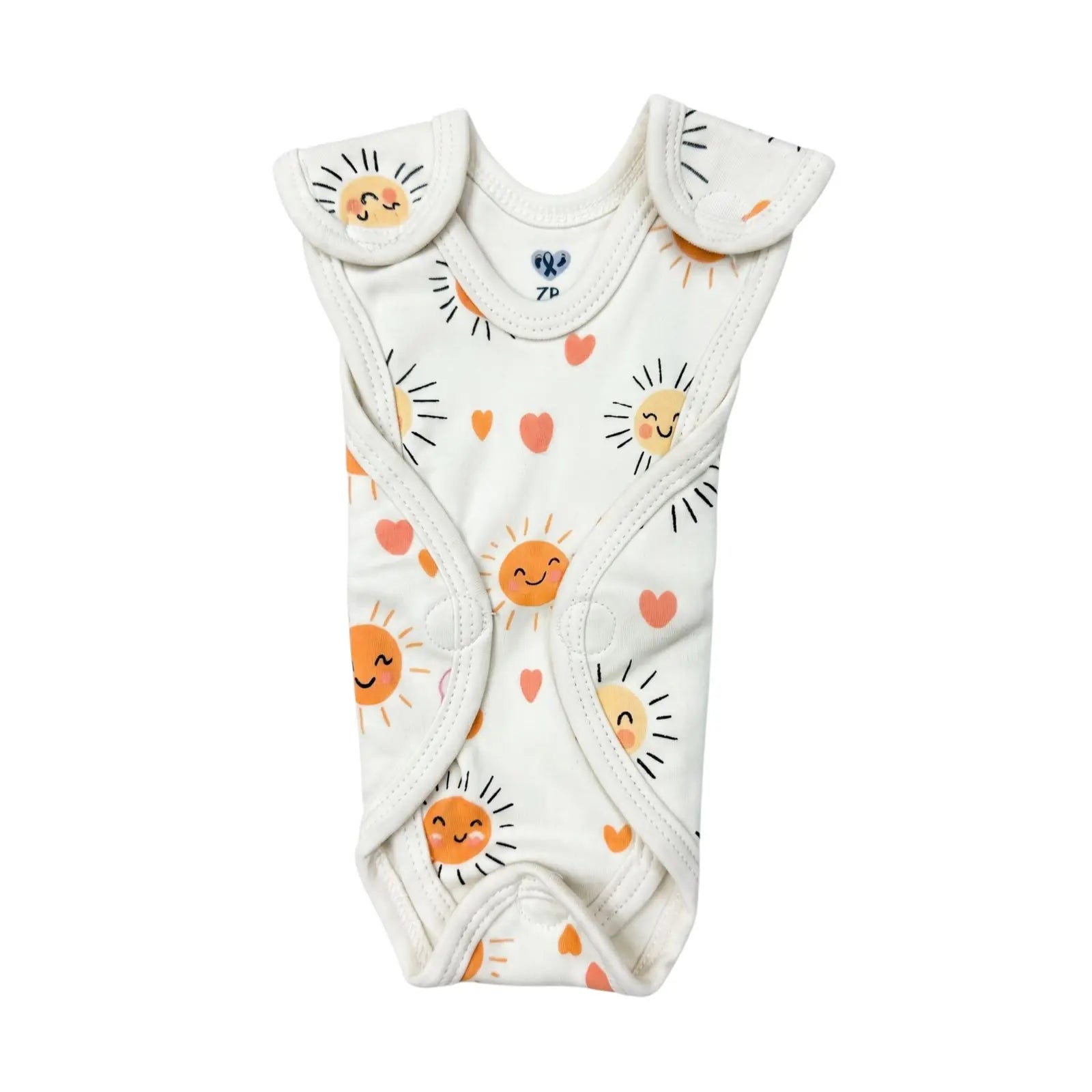 White Sun Print – Preemie / NICU Romper – View 1
