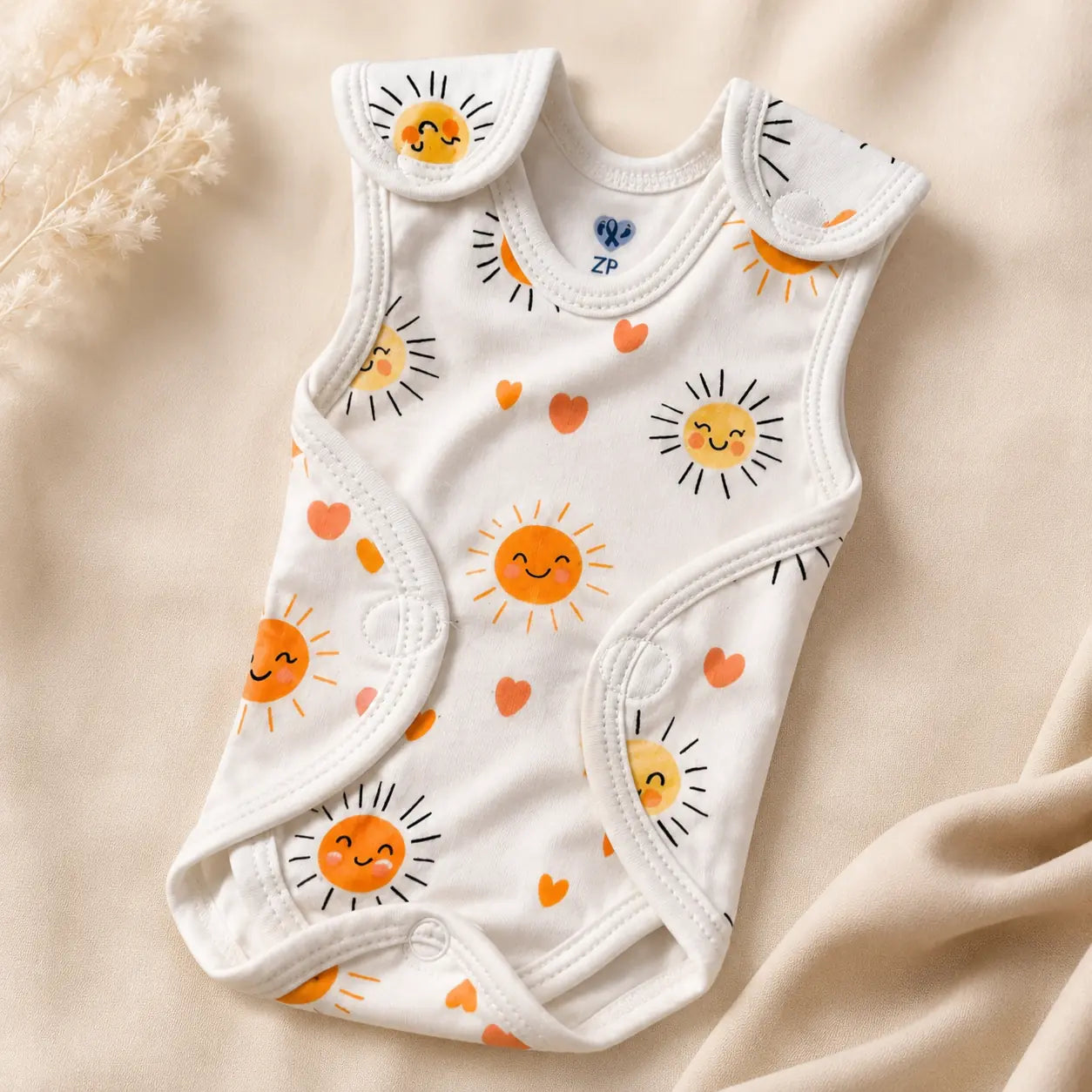 White Sun Print – Preemie / NICU Romper – View 4