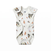 White Teddy Bear Print – Preemie / NICU Romper – View 1