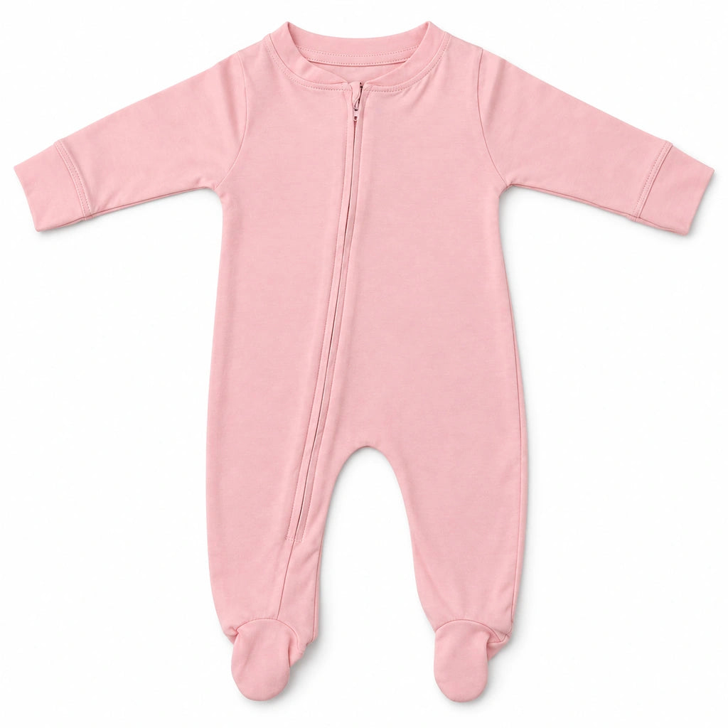 Crystal Rose | ZB Baby Romper Zipper – front white