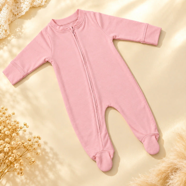 Crystal Rose | ZB Baby Romper Zipper – angled full luxury gold