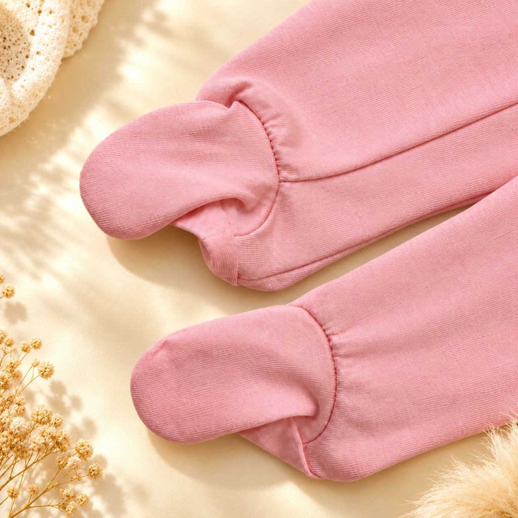 Crystal Rose | ZB Baby Romper Zipper – enclosed feet detail angle luxury gold