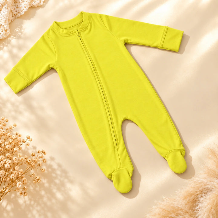 Lemon | ZB Baby Romper Zipper – angled full luxury gold