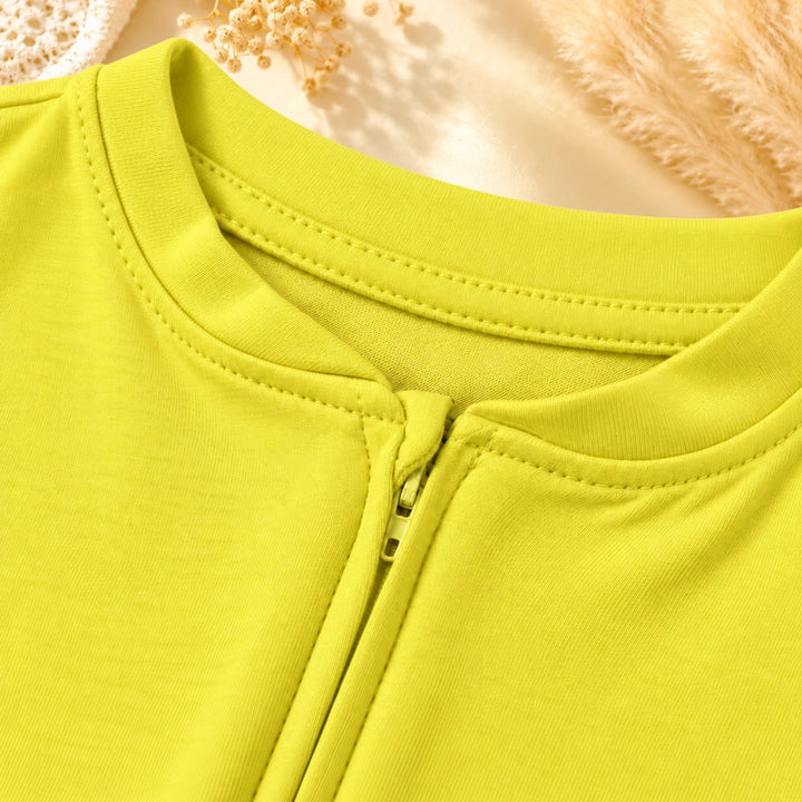 Lemon | ZB Baby Romper Zipper – zipper neck detail angle luxury gold