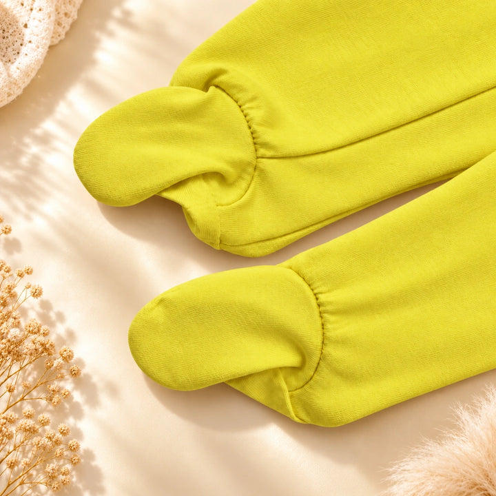 Lemon | ZB Baby Romper Zipper – enclosed feet detail angle luxury gold