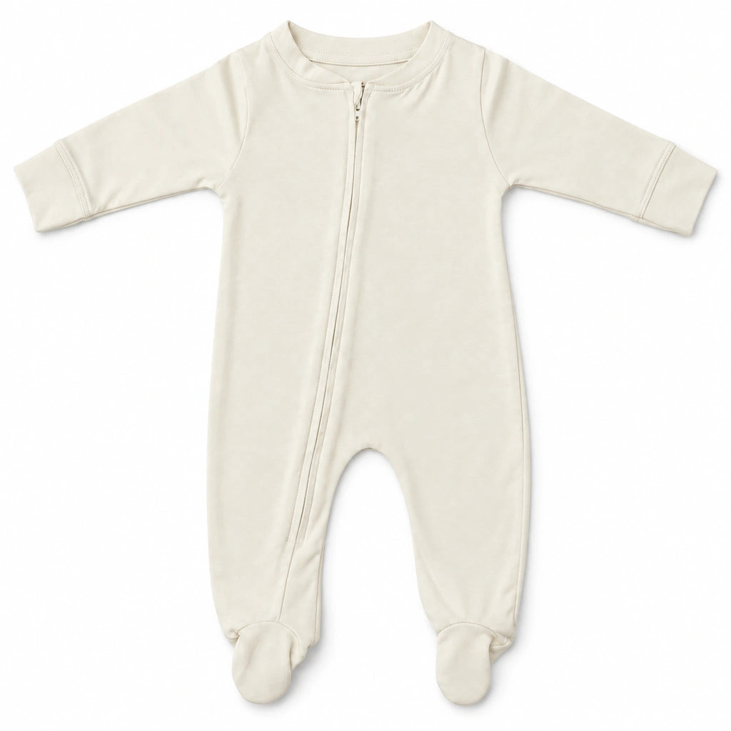 Off White | ZB Baby Romper Zipper – front white