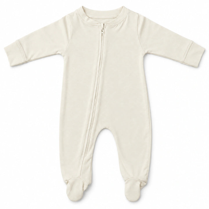 Off White | ZB Baby Romper Zipper – front white