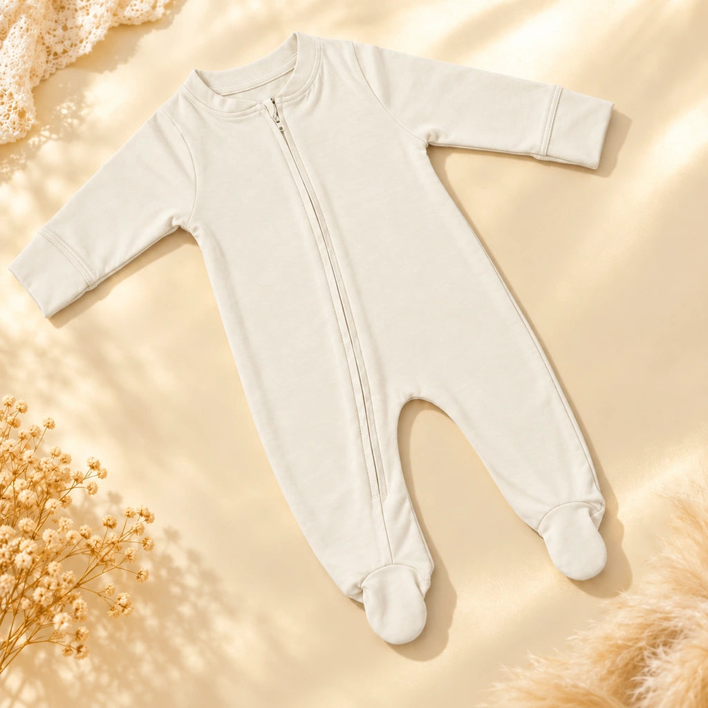 Off White | ZB Baby Romper Zipper – angled full luxury gold
