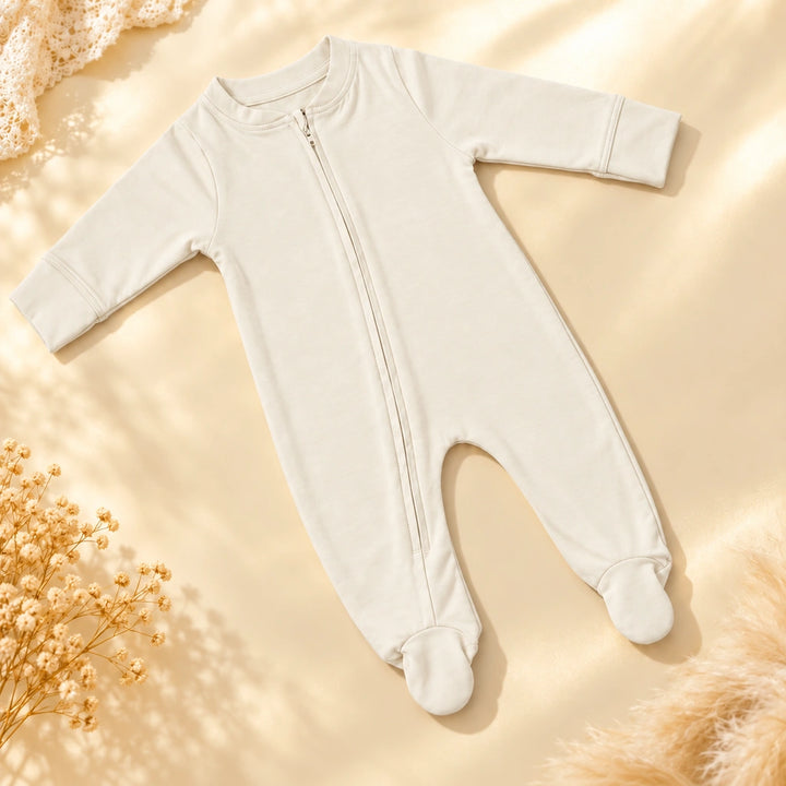 Off White | ZB Baby Romper Zipper – angled full luxury gold