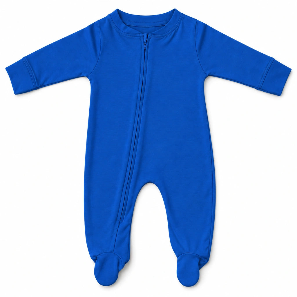 Royal Blue | ZB Baby Romper Zipper – front white