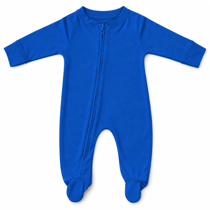 Royal Blue | ZB Baby Romper Zipper – front white