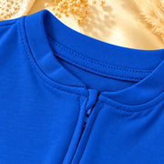 Royal Blue | ZB Baby Romper Zipper – zipper neck detail angle luxury gold