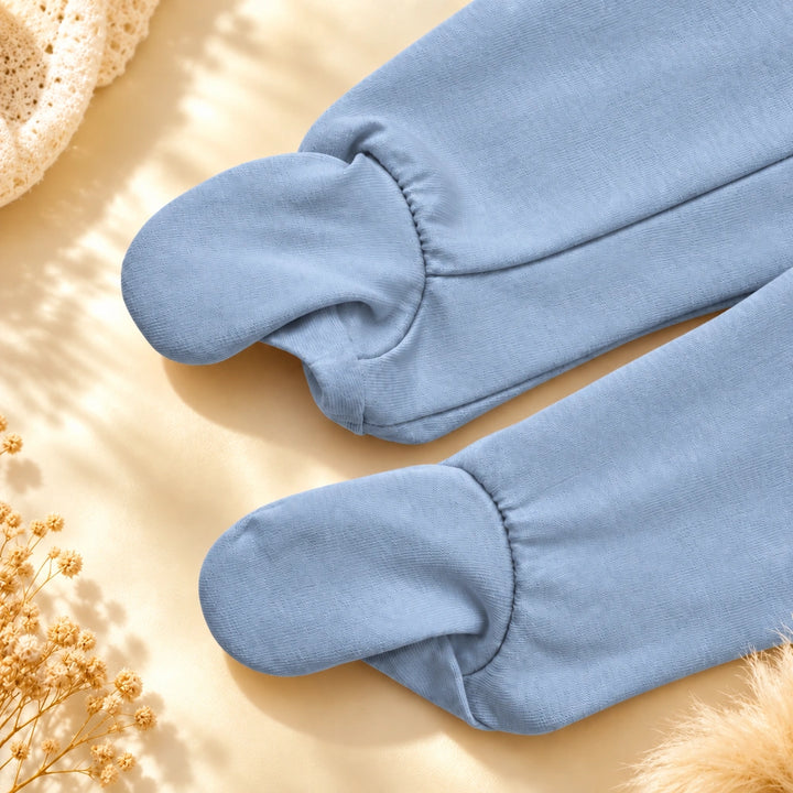 Summer Song | ZB Baby Romper Zipper – enclosed feet detail angle luxury gold