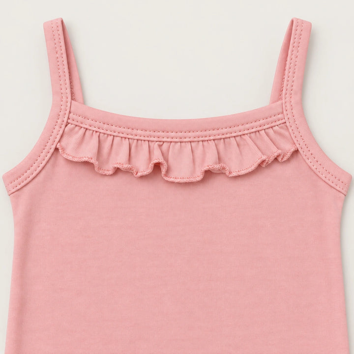 Crystal Rose | ZB Sleeveless Lace Bodysuit – ruffle strap detail warm