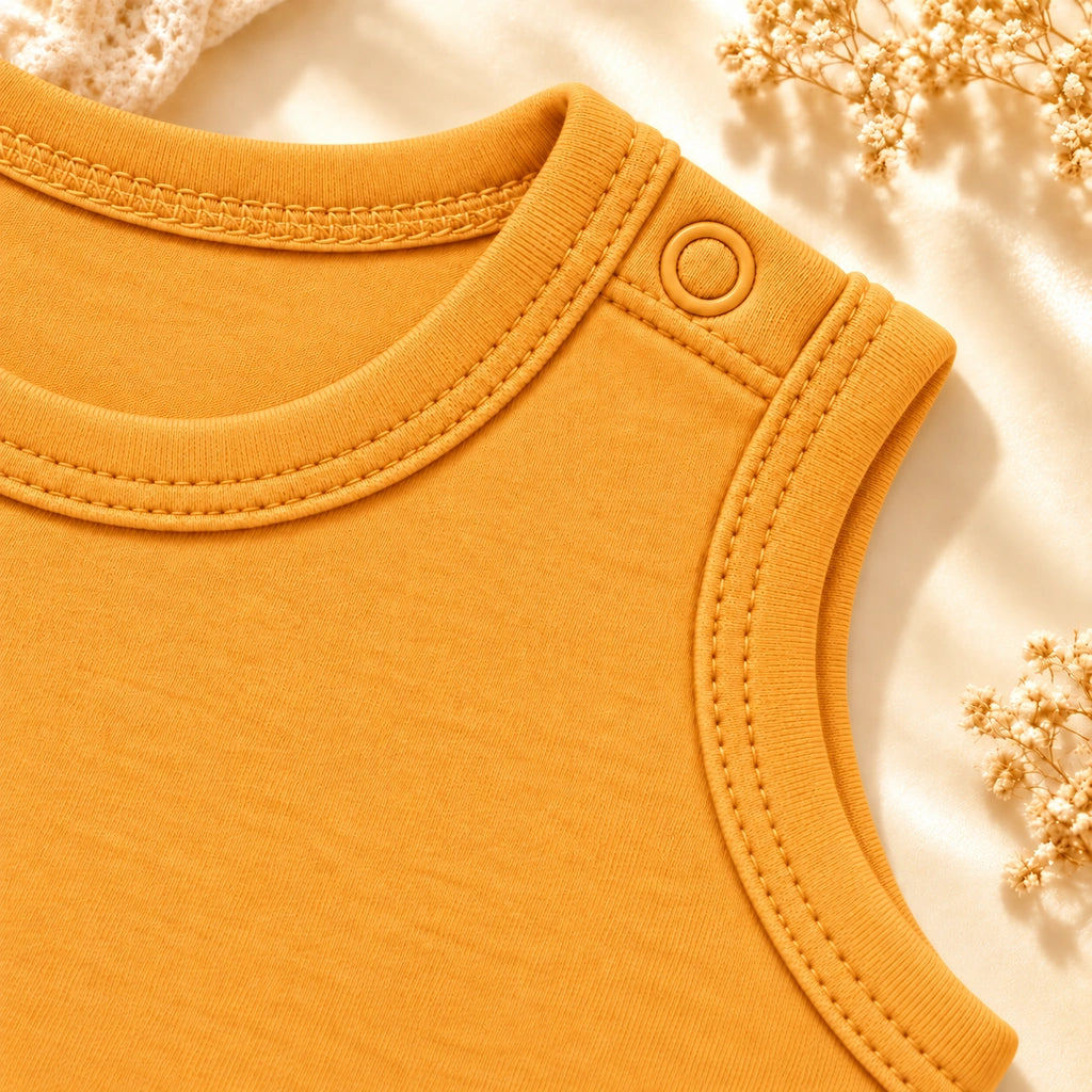 Citrus | ZB Bodysuit Sleeveless – shoulder snap detail angle luxury gold
