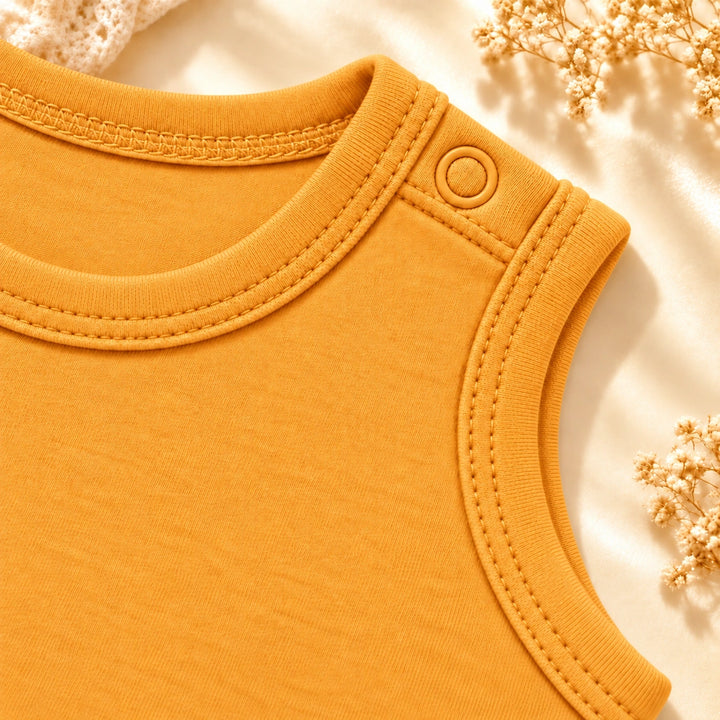 Citrus | ZB Bodysuit Sleeveless – shoulder snap detail angle luxury gold