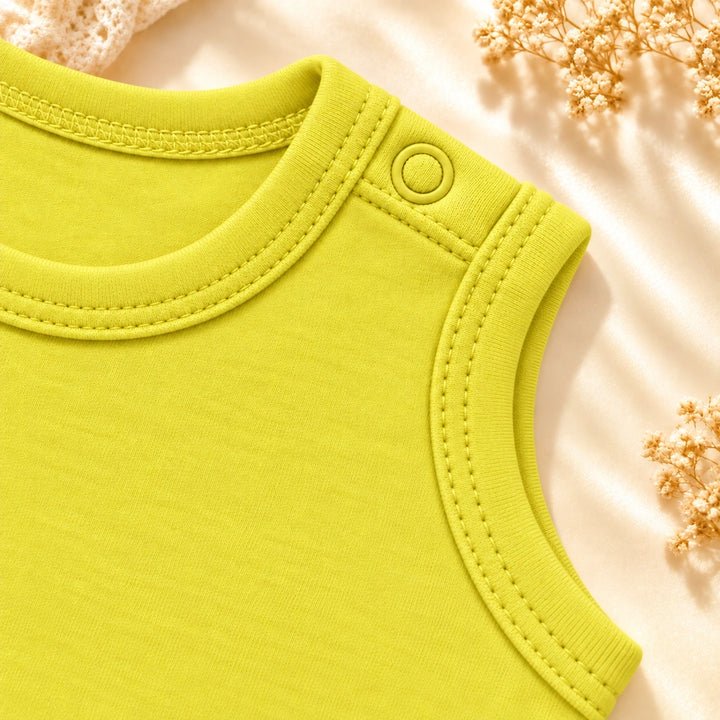Lemon | ZB Bodysuit Sleeveless – shoulder snap detail angle luxury gold