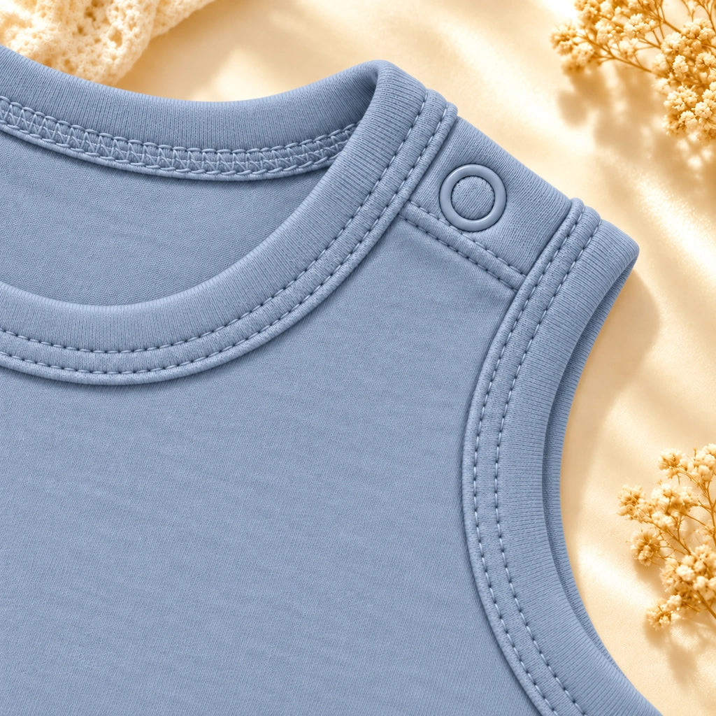 Summer Song | ZB Bodysuit Sleeveless – shoulder snap detail angle luxury gold