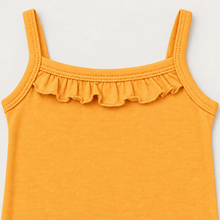 Citrus | ZB Sleeveless Lace Bodysuit – ruffle strap detail warm