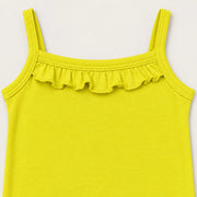 Lemon | ZB Sleeveless Lace Bodysuit – ruffle strap detail warm