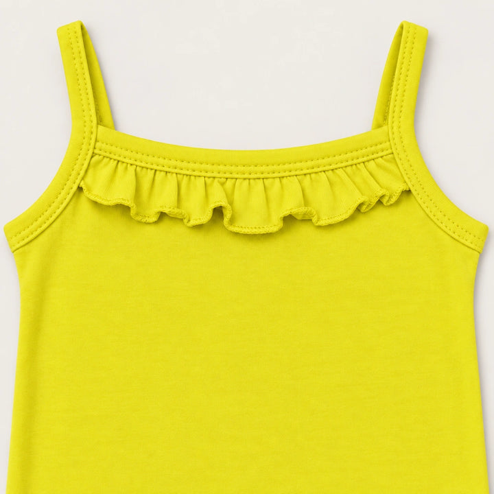 Lemon | ZB Sleeveless Lace Bodysuit – ruffle strap detail warm