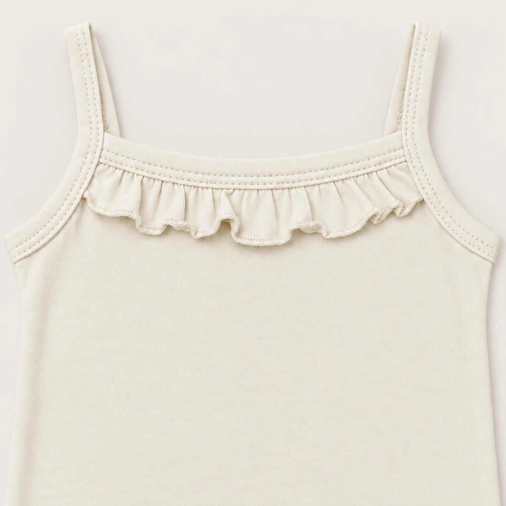Off White | ZB Sleeveless Lace Bodysuit – ruffle strap detail warm