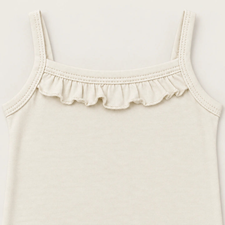 Off White | ZB Sleeveless Lace Bodysuit – ruffle strap detail warm