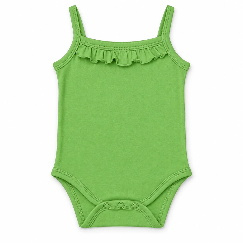 Parrot Green | ZB Sleeveless Lace Bodysuit – front white