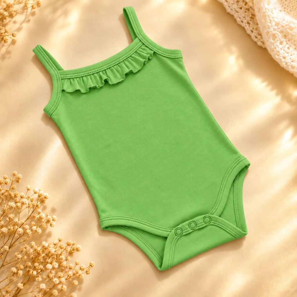 Parrot Green | ZB Sleeveless Lace Bodysuit – angled full luxury gold