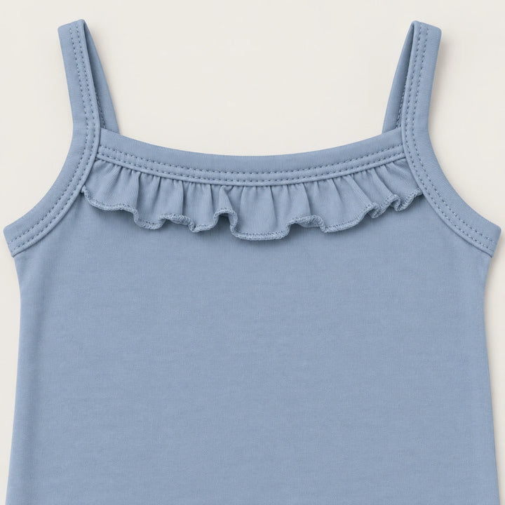 Summer Song | ZB Sleeveless Lace Bodysuit – ruffle strap detail warm