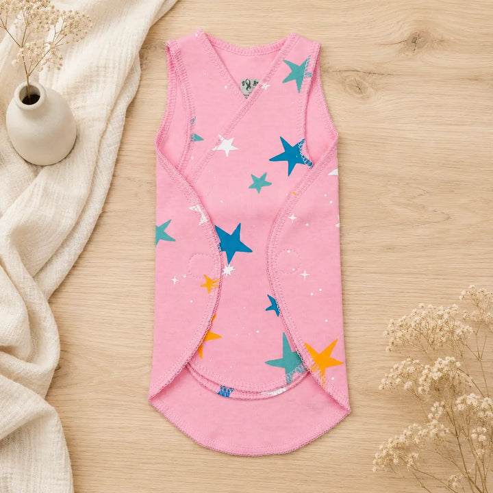 Pink Star Print – Preemie / NICU Sleeveless Shirt – View 2