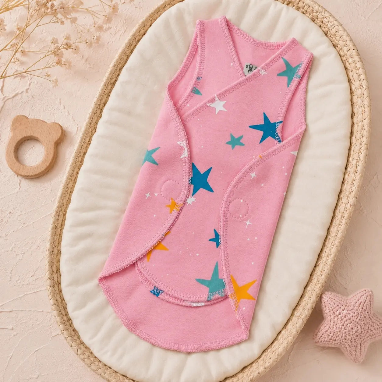 Pink Star Print – Preemie / NICU Sleeveless Shirt – View 3