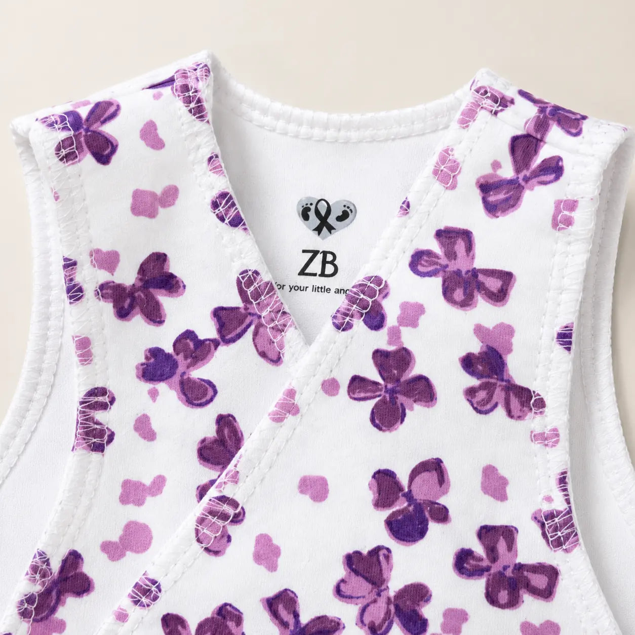 White Cute Flower Print – Preemie / NICU Sleeveless Shirt – View 3