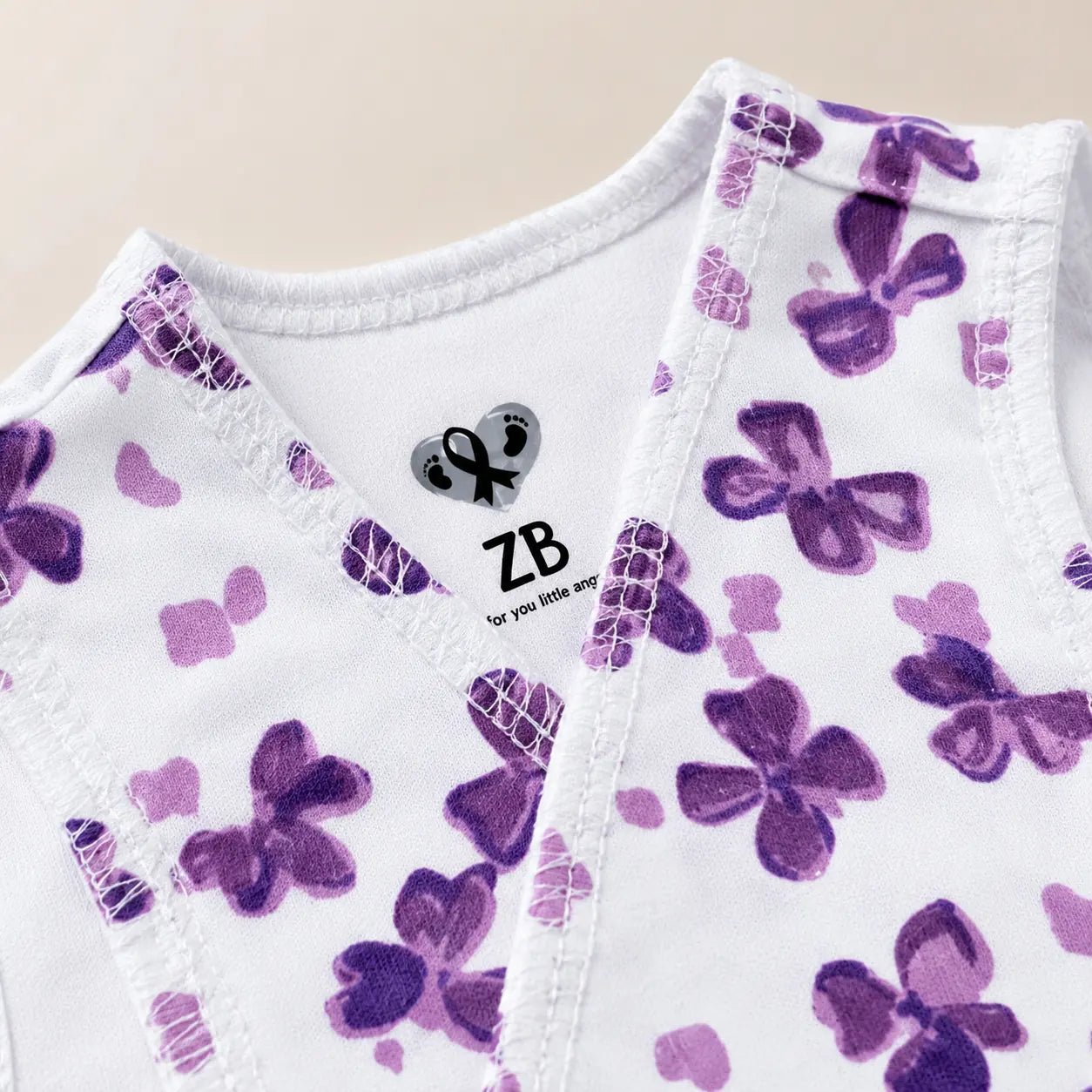 White Cute Flower Print – Preemie / NICU Sleeveless Shirt – View 4