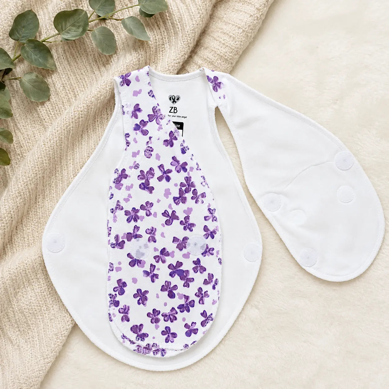 White Cute Flower Print – Preemie / NICU Sleeveless Shirt – View 5
