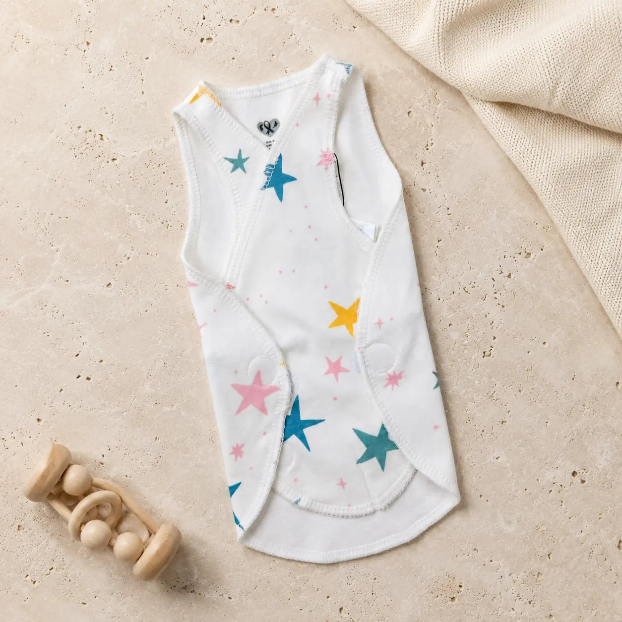 White Star Print – Preemie / NICU Sleeveless Shirt – View 3