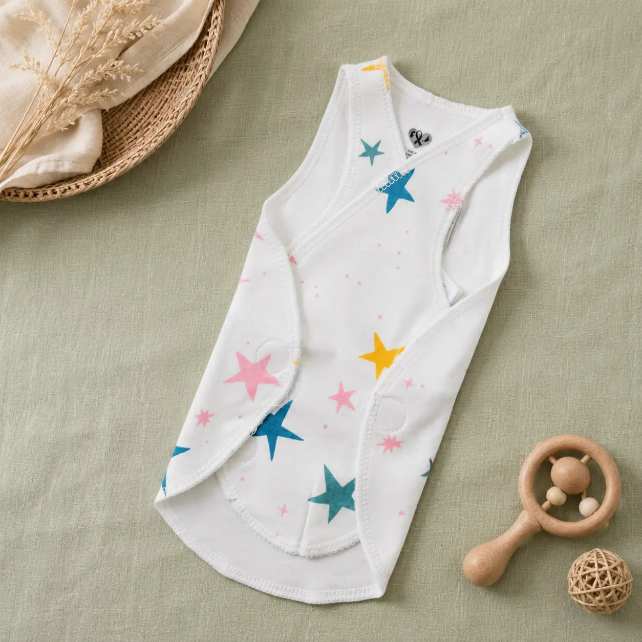 White Star Print – Preemie / NICU Sleeveless Shirt – View 4