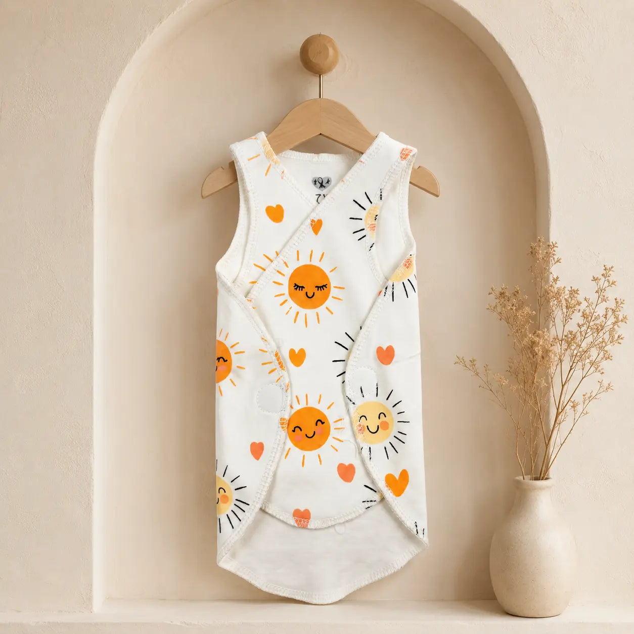 White Sun Print – Preemie / NICU Sleeveless Shirt – View 2